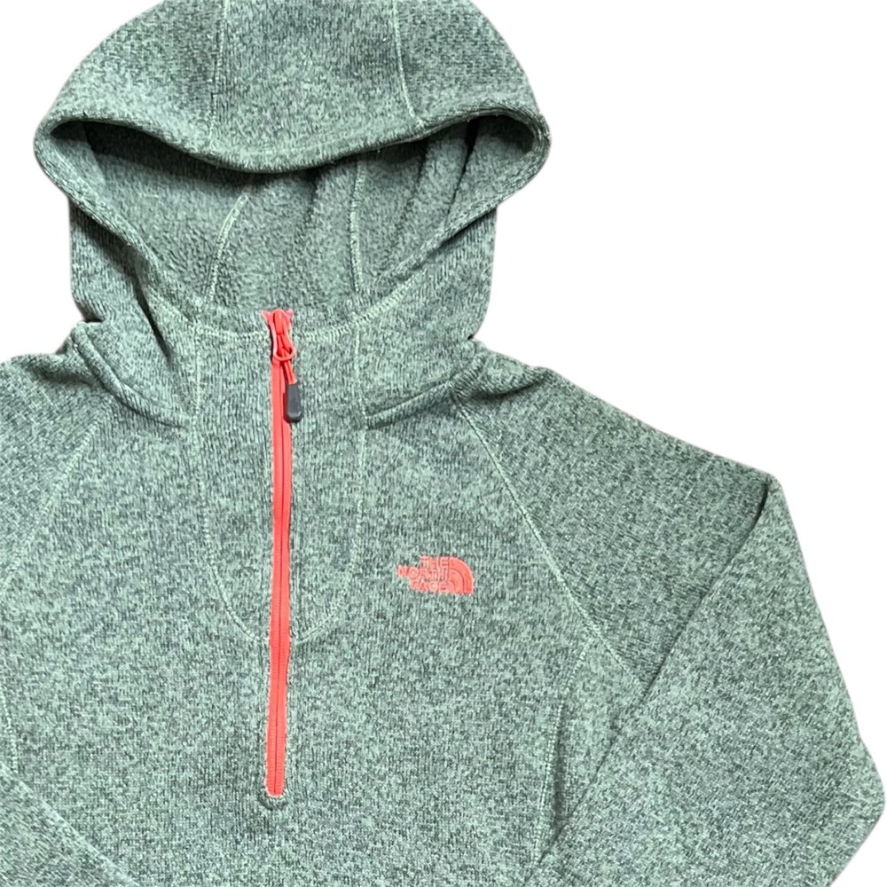 The North Face Womens Fleece‎ Hoodie Pullover Quarter Zip Pocket Green Small S